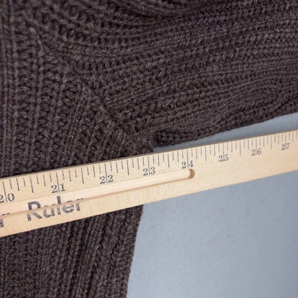 Banana Republic Sweater Men XL Brown Ribbed Full Zip Wool Leather Elbow Patch